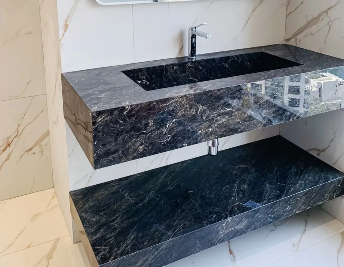 Marble-look floating vanity